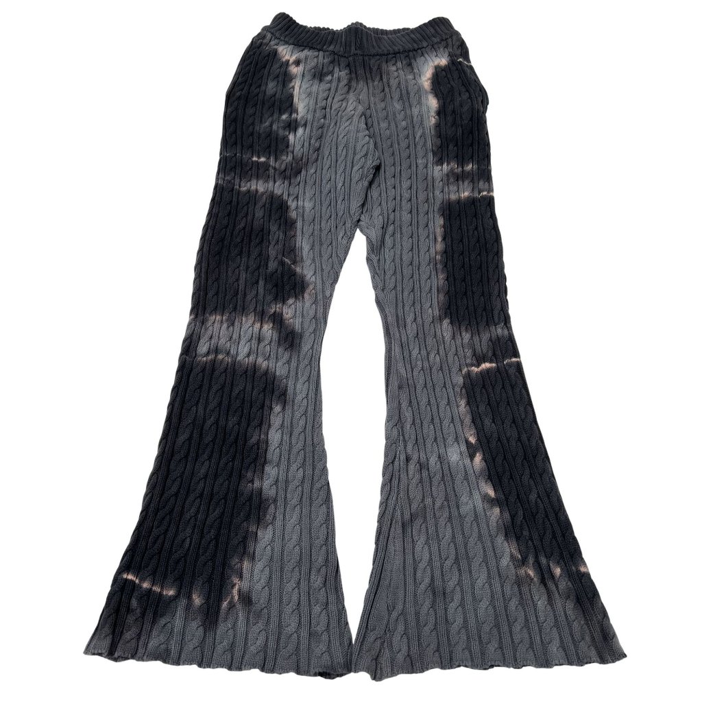 Mnml Tie Dye Cable Knit Flare Leg Sweatpants In Blue